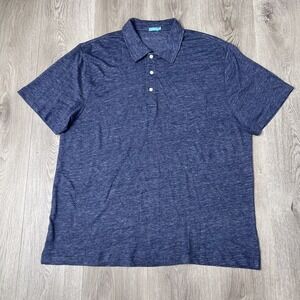 J.Mclaughlin Short Sleeve Linen Polo Shirt Mens Size Xtra Large Heathered Blue